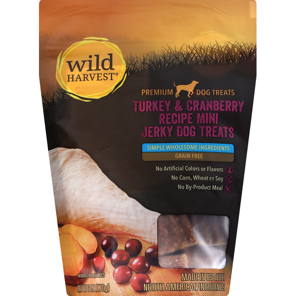 Dog Food & Care Wild Harvest Dog Treats, Premium, Turkey & Cranberry Recipe, Mini Jerky hero