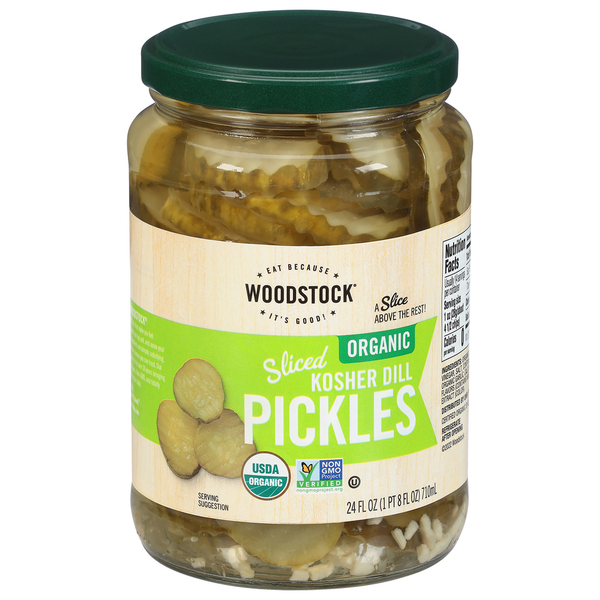 Pickled Goods & Olives WOODSTOCK Organic Kosher Sliced Dill Pickles hero