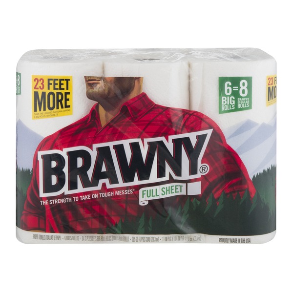 Paper Goods Brawny Paper Towels, Full Sheet, White, Big Rolls, 2-Ply hero