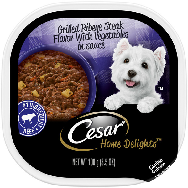 Dog Food Cesar Home Delights Soft Wet Dog Food Grilled Ribeye Steak Flavor with Vegetables hero