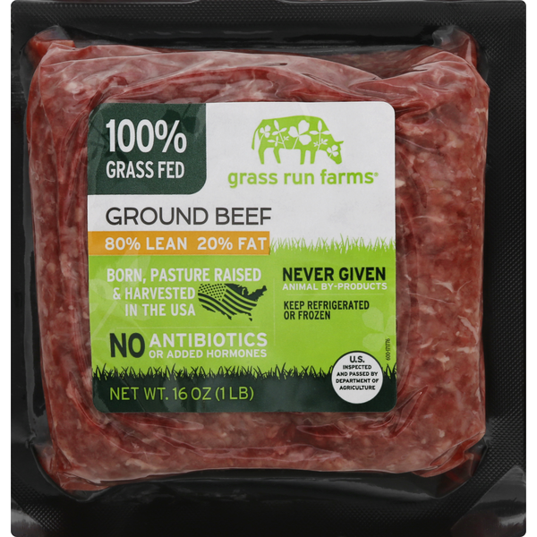 Prepared Meals Grass Run Farms Beef, Ground, 80/20 hero