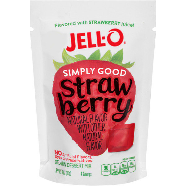 Doughs, Gelatins & Bake Mixes Jell-O Simply Good Strawberry Gelatin Mix hero