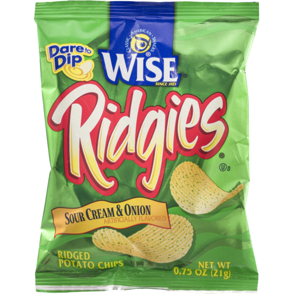 Chips & Pretzels Wise Ridgies Ridged Potato Chips Sour Cream & Onion hero