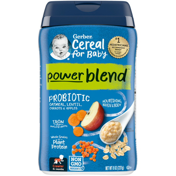 Baby Food & Formula Gerber Probiotic Oatmeal Baby Cereal Lentil Carrot Apple Canister hero