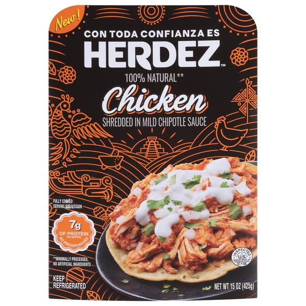 Condiments Herdez Chicken, Shredded, In Mild Chipotle Sauce hero