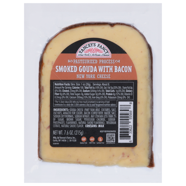 Specialty Cheeses Yancey's Fancy Cheese, Smoked Gouda with Bacon, New York hero