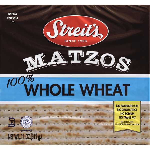 Kosher Foods Streit's Matzos, 100% Whole Wheat, No Salt Added hero