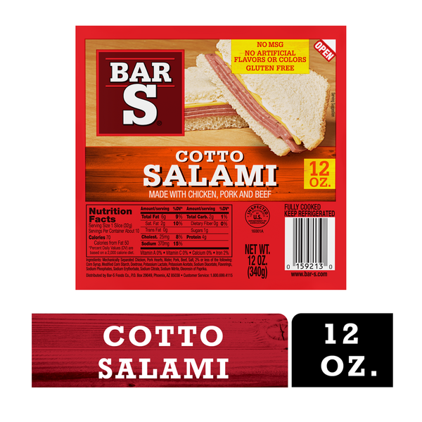 Lunch Meat Bar-S Cotto Salami Deli lunch Meat Great for Sandwiches and Appetizers hero