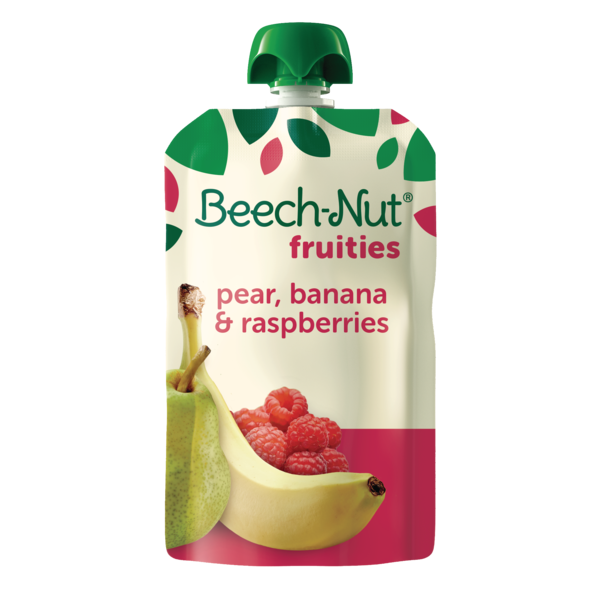 Fruit & Vegetable Snacks Beech-Nut Fruities Pouch, Pear, Banana, Raspberry hero