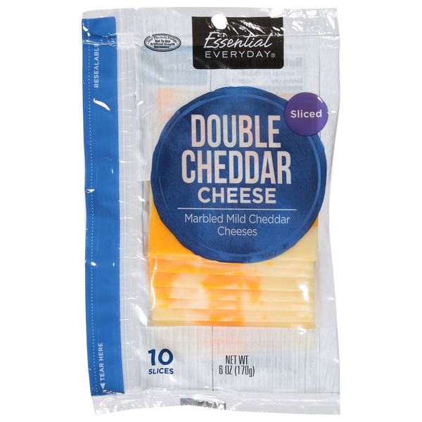 Packaged Cheese Essential Everyday Cheese, Double Cheddar, Sliced hero