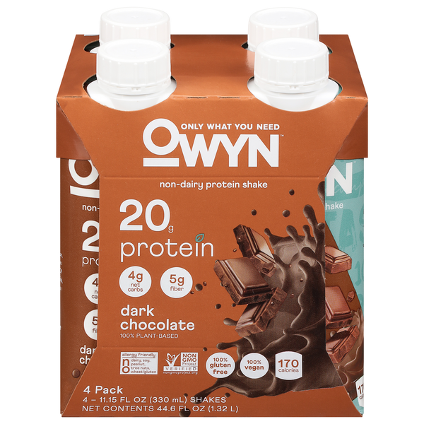 Energy & Sports Drinks OWYN Protein Shake, Dark Chocolate, 4 Pack hero