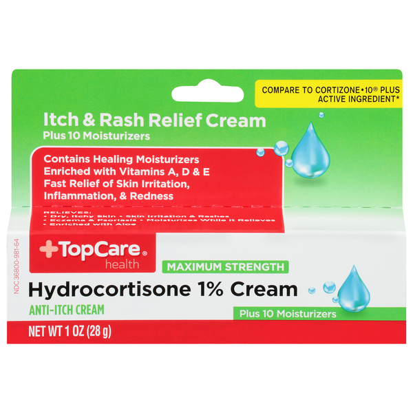 First Aid TopCare Hydrocortisone 1% Cream, Maximum Strength hero