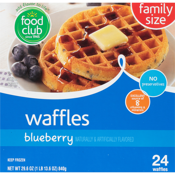 Frozen Breakfast Food Club Waffles, Blueberry, Family Size hero