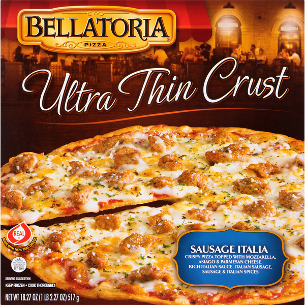 Frozen Pizza Bellatoria Pizza, Ultra Thin Crust, Sausage Italia hero