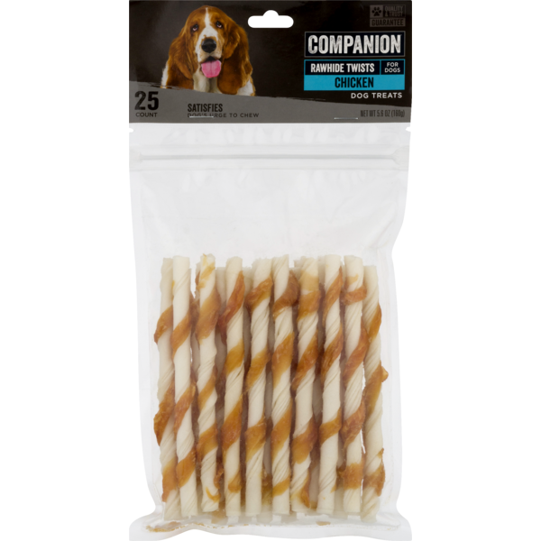 Dog Treats & Chews Companion Rawhide Twists Chicken Dog Chews 5 Inch Bones hero