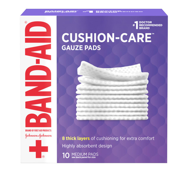 First Aid BAND-AID Cushion Care Gauze Pads, Medium, 3 In X 3 In hero