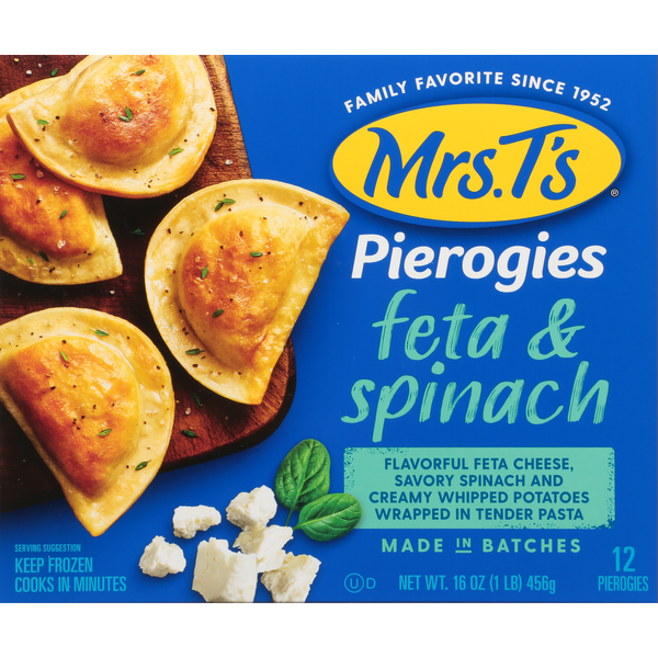 Frozen Appetizers & Sides Mrs. T's Pierogies, Feta & Spinach hero