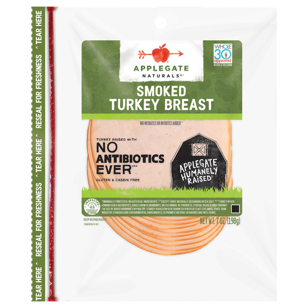 Packaged Poultry Applegate Naturals  Naturals Turkey Breast Smoked hero