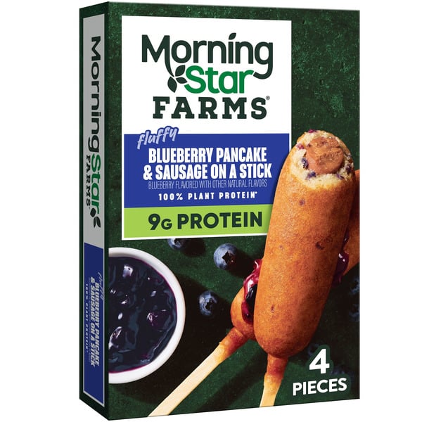 MorningStar Farms Incogmeato Plant Based Pancake and Sausage on a Stick, Vegan Meat, Frozen Breakfast Side hero