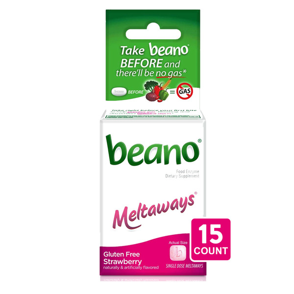 Digestion beano Gas Prevention & Bloating Relief Meltaways Strawberry hero