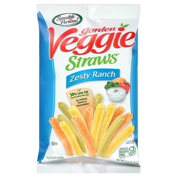 Chips & Pretzels Sensible Portions Garden Veggie Straws, Zesty Ranch hero