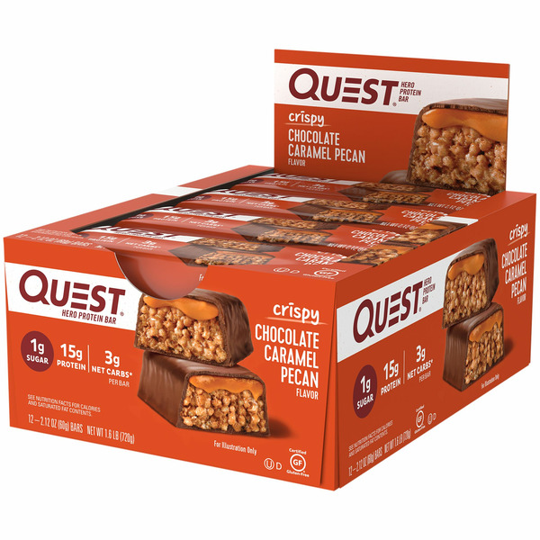 Quest Hero Protein Bar, Chocolate Caramel Pecan Flavor, Crispy hero