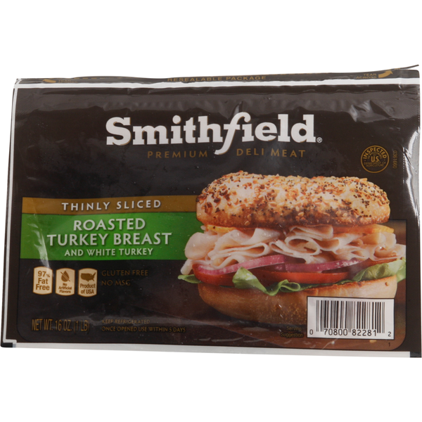 Lunch Meat Smithfield Turkey Breast, Roasted, Thinly Sliced hero