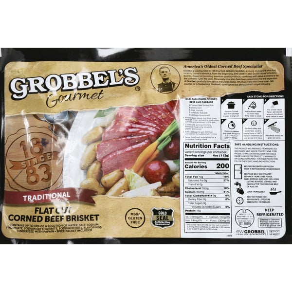 Fresh Beef, Lamb, Veal Grobbel's USDA Choice Gourmet Flat Cut Corned Beef Brisket hero