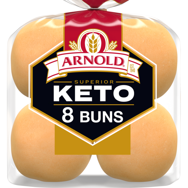 Packaged Bread Arnold Superior Keto, 8 count, Plain Pre-sliced Hamburger Buns hero