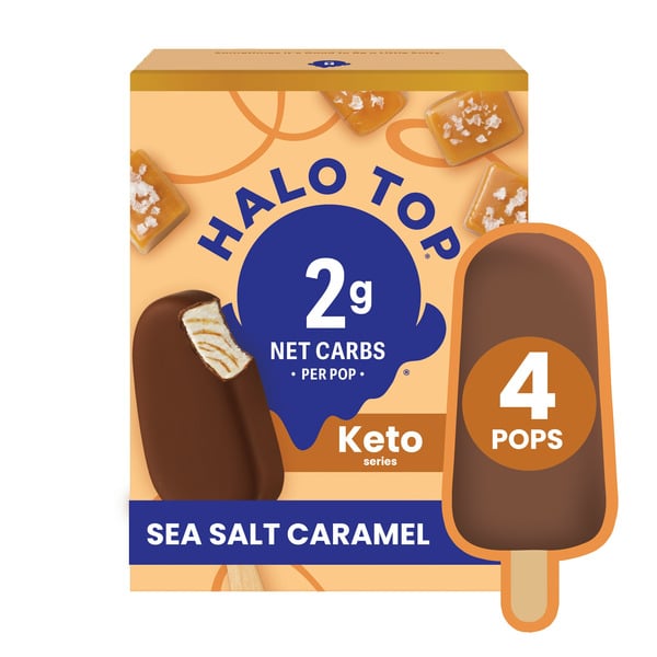 Ice Cream & Ice Halo Top Keto Sea Salt Caramel Frozen Dessert Pops hero