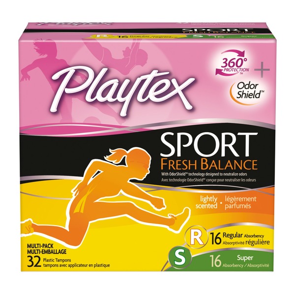 Feminine Care Playtex Sport Fresh Balance Plastic Multipack Tampons, Scented, Regular, Super hero