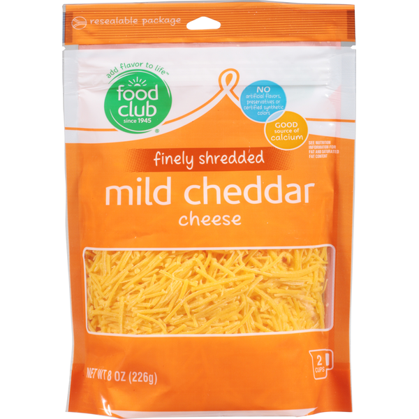 Packaged Cheese Food Club Finely Shredded Cheese, Mild Cheddar hero