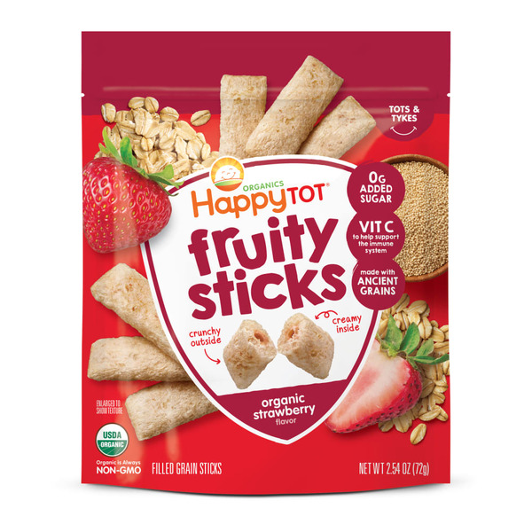 Happy Tot Organics Fruity Sticks, Oat & Fruit Filled Grain Sticks, Strawberry, Toddler Snack hero