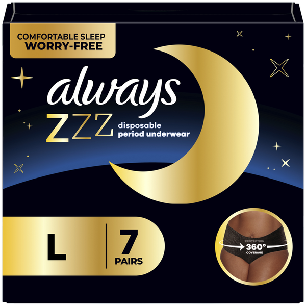 Feminine Care Always ZZZ Overnight Disposable Period Underwear Size L hero