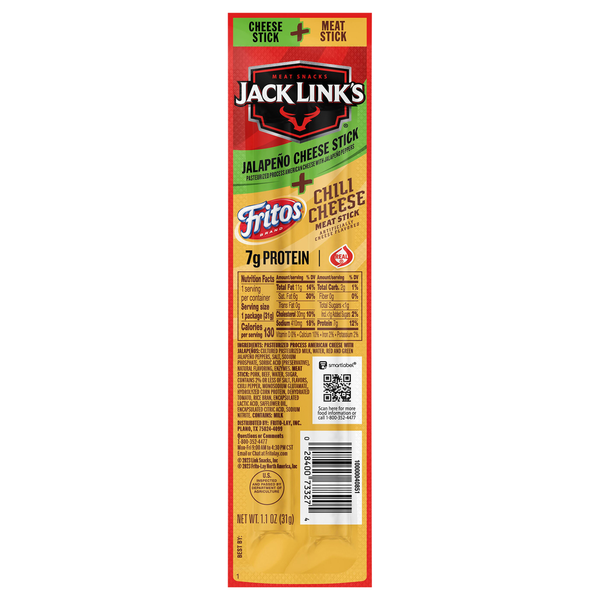 Popcorn & Jerky Jack Link's Flavored Meat Stick, Fritos Chili Cheese And Jalapeño Cheese hero