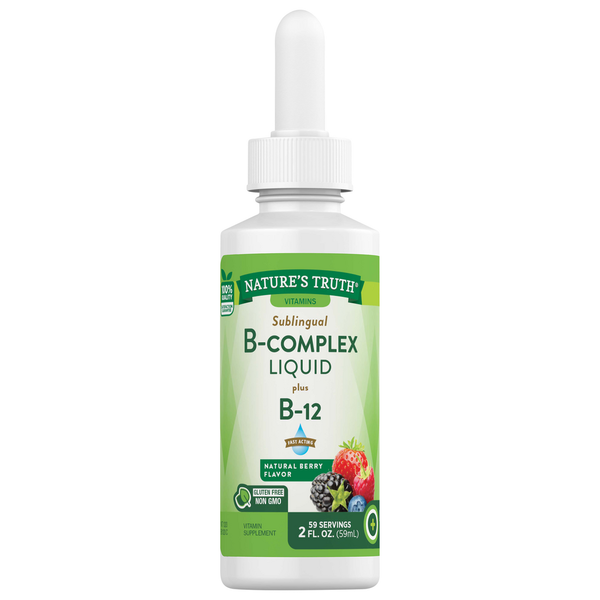 Vitamins & Supplements Nature's Truth Vitamin B-Complex Liquid, Sublingual, Fast Acting, Natural Berry Flavor hero