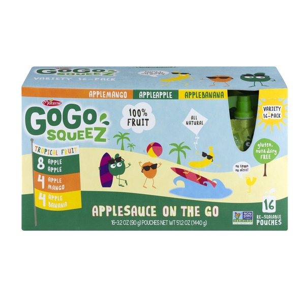 Fruit & Vegetable Snacks GoGo Squeez Applesauce On The Go Pouches Tropical Fruit hero