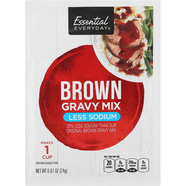 Marinades & Meat Preparation Essential Everyday Gravy Mix, Less Sodium, Brown hero