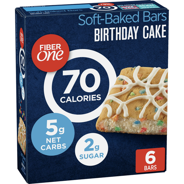 Energy & Granola Bars Fiber One Birthday Cake 70 Calorie Soft-Baked Bars Low Net Carb Snacks hero