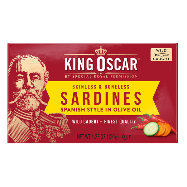 Canned Meat & Seafood King Oscar Sardines Skinless/Boneless in Olive Oil Spanish Style hero