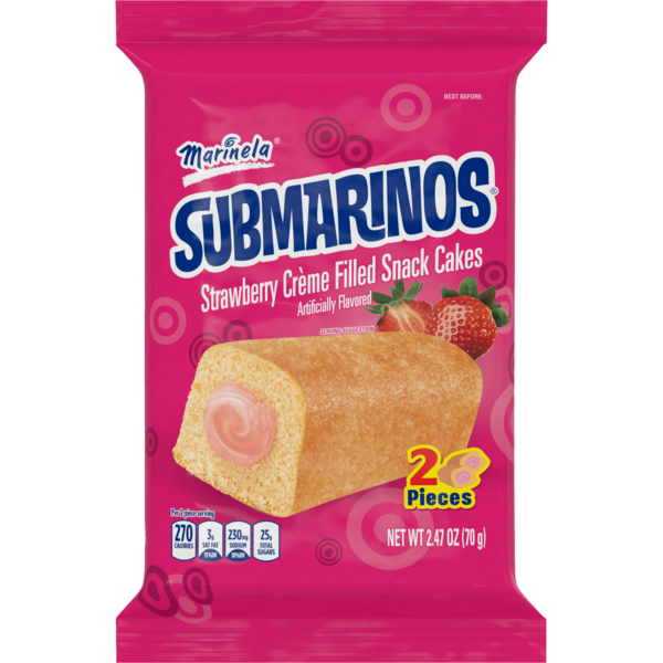 Cookies & Cakes Bimbo  Submarinos, 2 count, Strawberry Crème Filled Snack Cakes hero