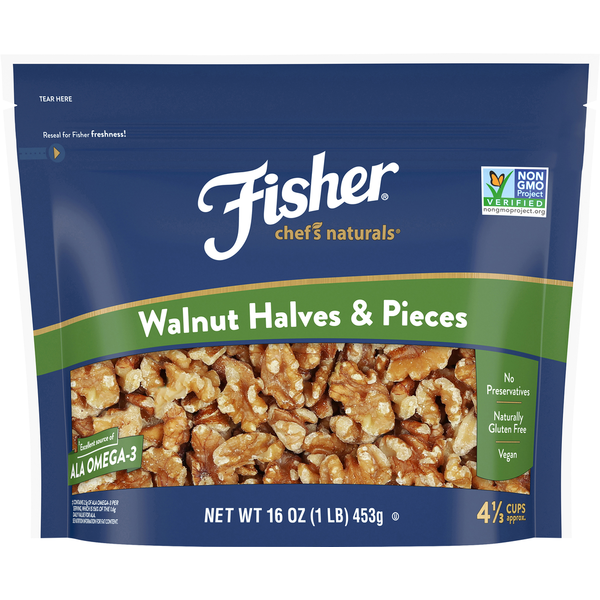 Baking Ingredients Fisher Walnut Halves & Pieces hero