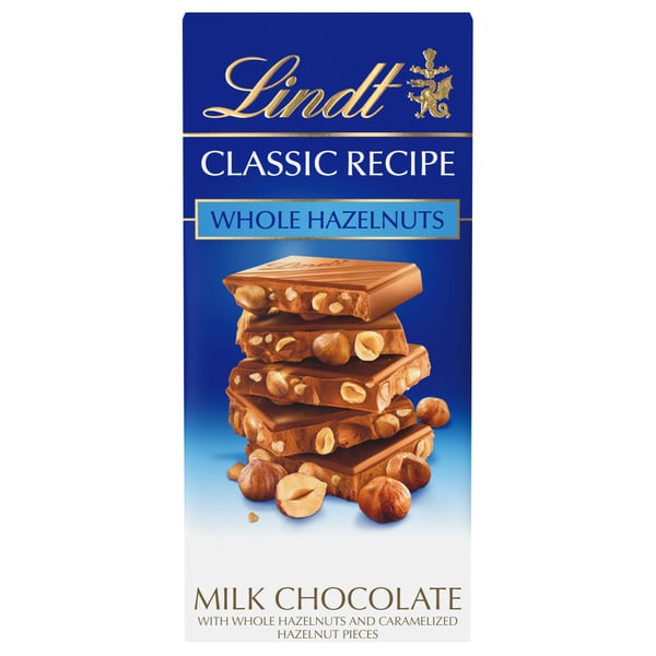 Candy & Chocolate Lindt Classic Recipe Whole Hazelnut Milk Chocolate Candy Bar hero