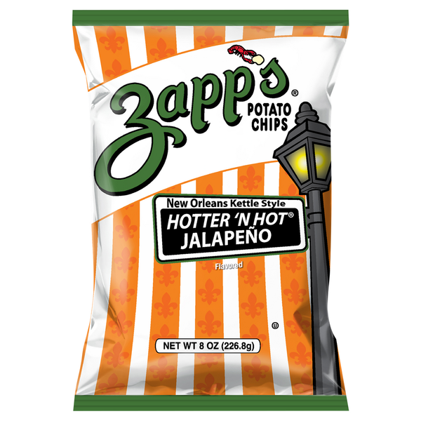 Chips & Pretzels Zapp's Potato Chips, Hotter 'n Hot Jalapeno, New Orleans Kettle Style hero