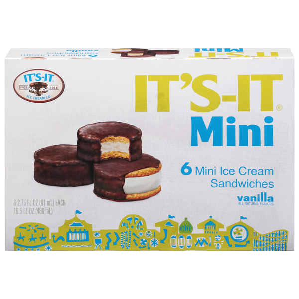 Ice Cream & Ice It's-It Ice Cream Sandwiches, Vanilla, Mini hero