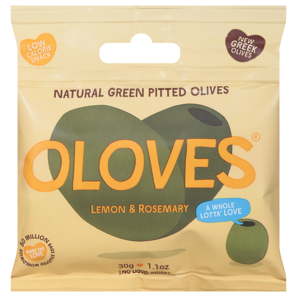 Food OLOVES Green Pitted Olives, Lemon & Rosemary, Natural hero