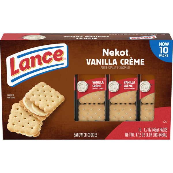 Crackers Lance Nekot Vanilla Flavored Creme Sandwich Cookies hero