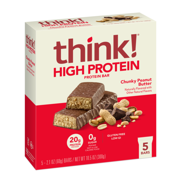 Energy & Granola Bars think! Chunky Peanut Butter Chocolate High Protein Bars hero