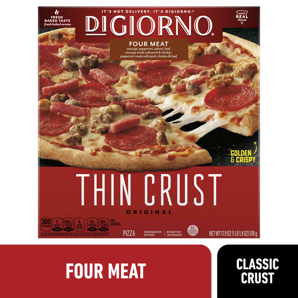 Frozen Pizza DiGiorno Classic Thin Crust Four Meat Pizza hero