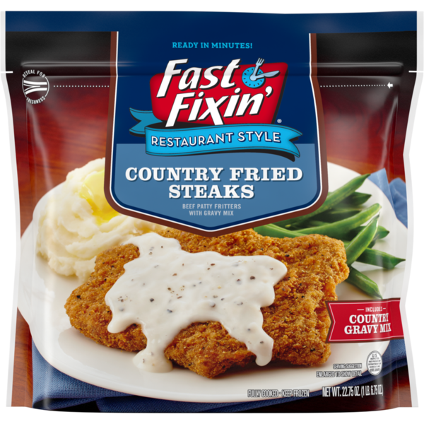 Frozen Meals Fast Fixin’ Country Fried Steaks with Gravy Mix, 22.75 ounces hero